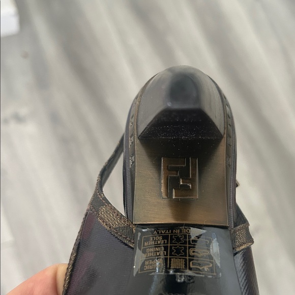 FENDI Zucca FF Logo Canvas Peep Toe High Heel Slingbacks Size 38 - Picture 15 of 17